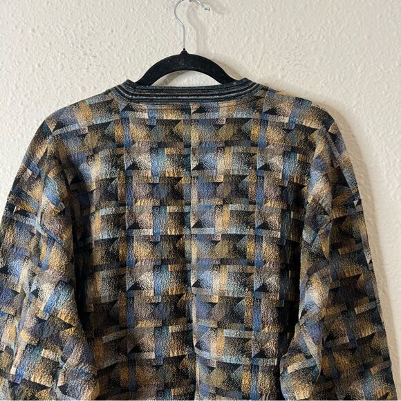 Jhane Barnes Vintage Wool Blend Sweater Size Large Crewneck Geometric Print - Picture 5 of 8